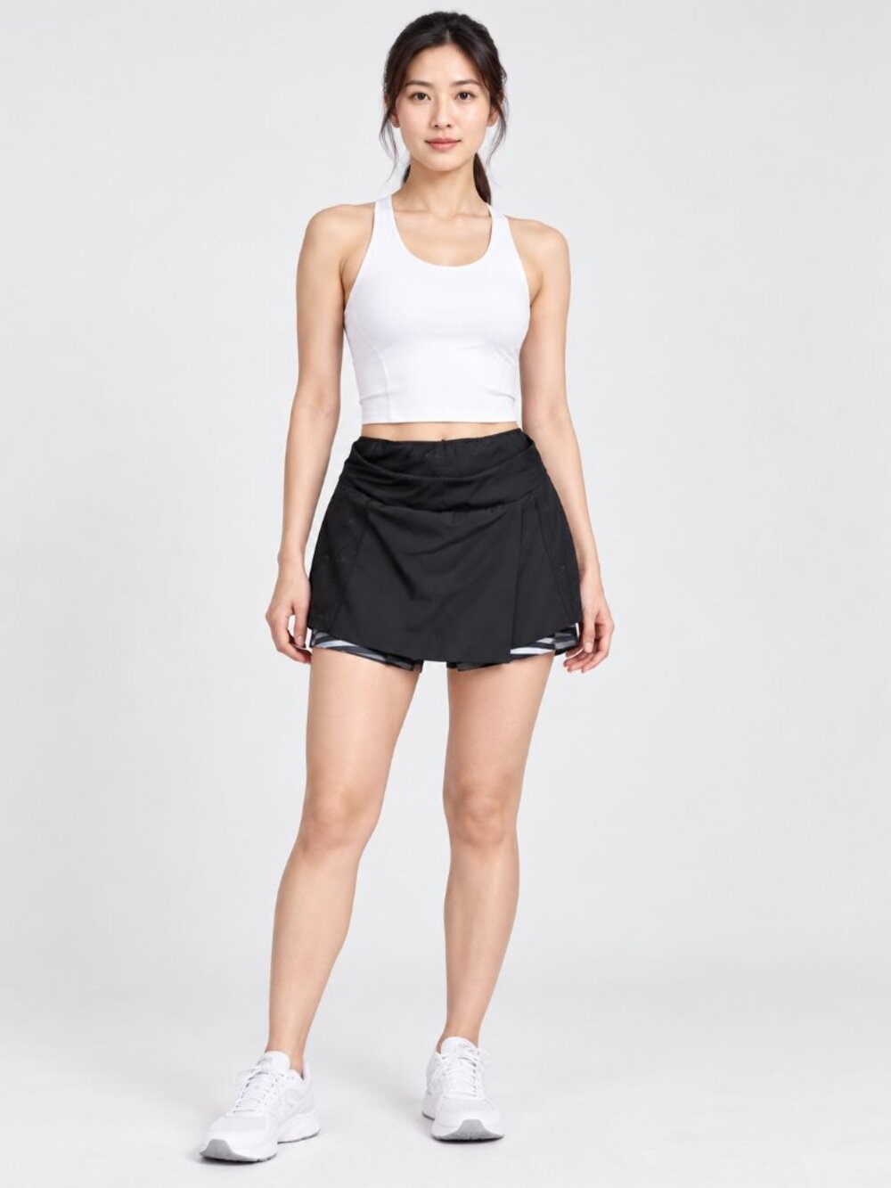 Joe Fresh Women’s Black Swim Skort Size M Mid-Rise Built-In Shorts Drawstring Wa